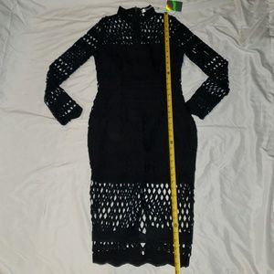 Black Crochet Like Cocktail Dress